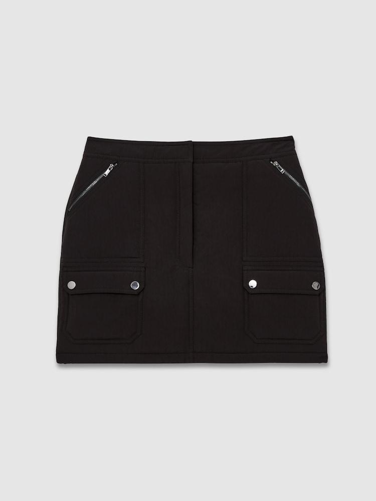 Reiss Black Peyton Quilted Mini Skirt - Image 2 of 6