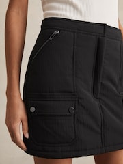 Reiss Black Peyton Quilted Mini Skirt - Image 3 of 6