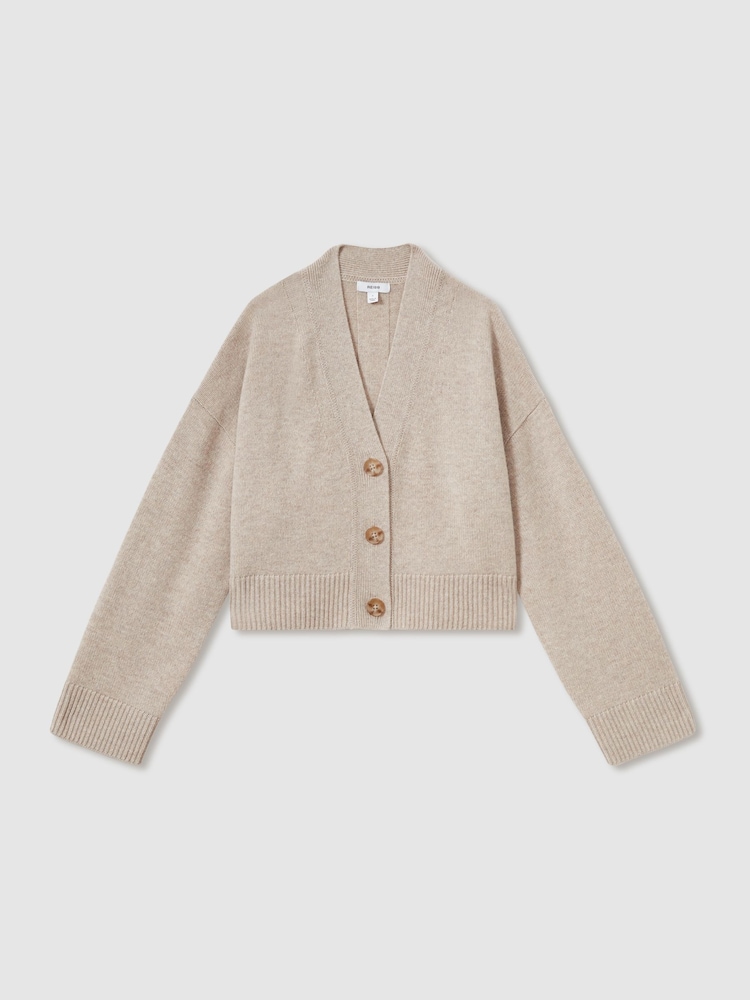 Ovsena kaša - Reiss Rixy Wool-Cashmere Cropped Cardigan - Slika 2 iz 6