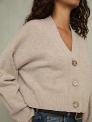 Ovsena kaša - Reiss Rixy Wool-Cashmere Cropped Cardigan - Slika 4 iz 6