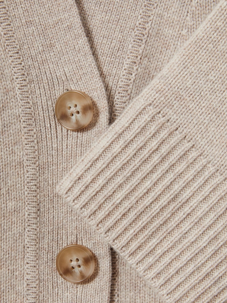 Ovsena kaša - Reiss Rixy Wool-Cashmere Cropped Cardigan - Slika 6 iz 6