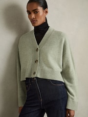 Žajbelj - Reiss Rixy Wool-Cashmere Cropped Cardigan - Slika 1 iz 6
