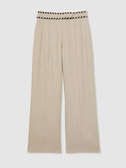 Нейтральный - Широкие брюки из льна Reiss Fawn Whipstitch - Image 2 of 6