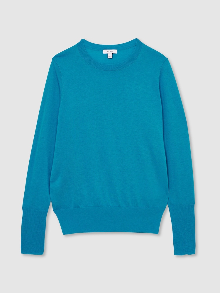 Blau - Reiss Wendy Fine-Knit Crew-Neck Jumper With Cashmere - Bild 2 von 6