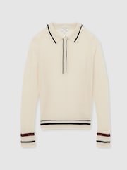 Reiss Neutral Cece Wool-Cashmere Tipped Polo Jumper - Image 2 of 7