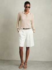 Reiss Neutral Cece Wool-Cashmere Tipped Polo Jumper - Image 3 of 7