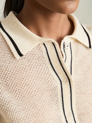 Reiss Neutral Cece Wool-Cashmere Tipped Polo Jumper - Image 4 of 7