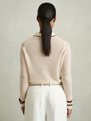 Reiss Neutral Cece Wool-Cashmere Tipped Polo Jumper - Image 6 of 7