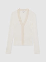 Reiss Ivory Lauri Craft-Stitch Rib-Knit Top - Image 2 of 5