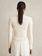 Reiss Ivory Lauri Craft-Stitch Rib-Knit Top - Image 4 of 5