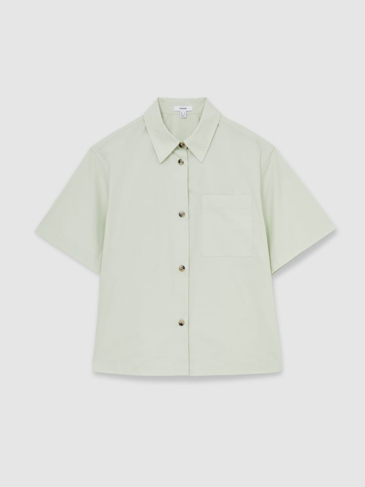 Reiss Green Jordan Cotton Short-Sleeve Shirt - Image 2 of 5