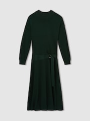 Темно-зеленый - Платье миди с поясом Reiss Alina - Изображение 3 из 7