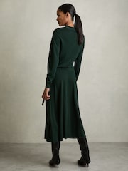 Темно-зеленый - Платье миди с поясом Reiss Alina - Изображение 5 из 7