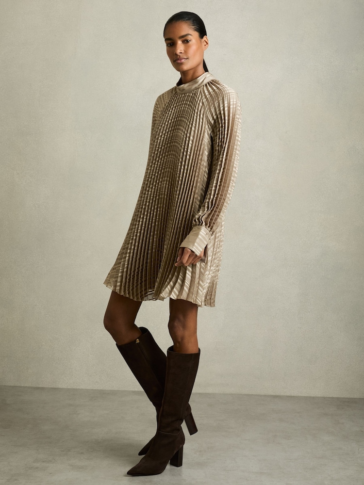 Reiss Sage Enia Pleated Belted Mini Dress - Image 1 of 7
