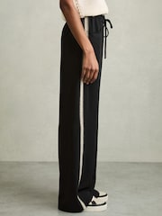 Reiss Black Inaya Wide-Leg Embroidered Trousers - Image 3 of 6