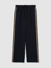 Reiss Navy Inaya Petite Wide-Leg Embroidered Trousers - Image 2 of 7