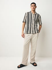 Monochrome Crochet Stripe Short Sleeve Shirt - Image 2 of 6