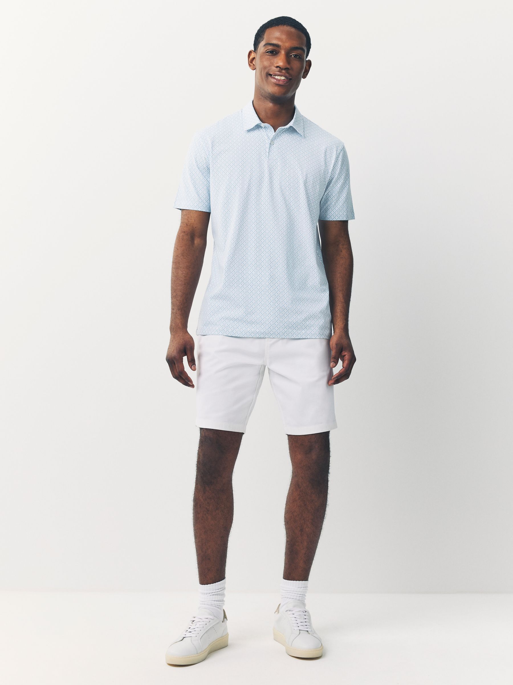 Buy Navy/Light Blu/Blue Geo Printed Short Sleeve Jersey Polo