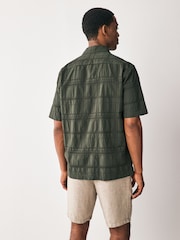 Green 100% Cotton Textured Check Short Sleeve Shirt - Image 2 of 7