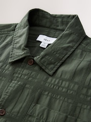 Green 100% Cotton Textured Check Short Sleeve Shirt - Image 6 of 7
