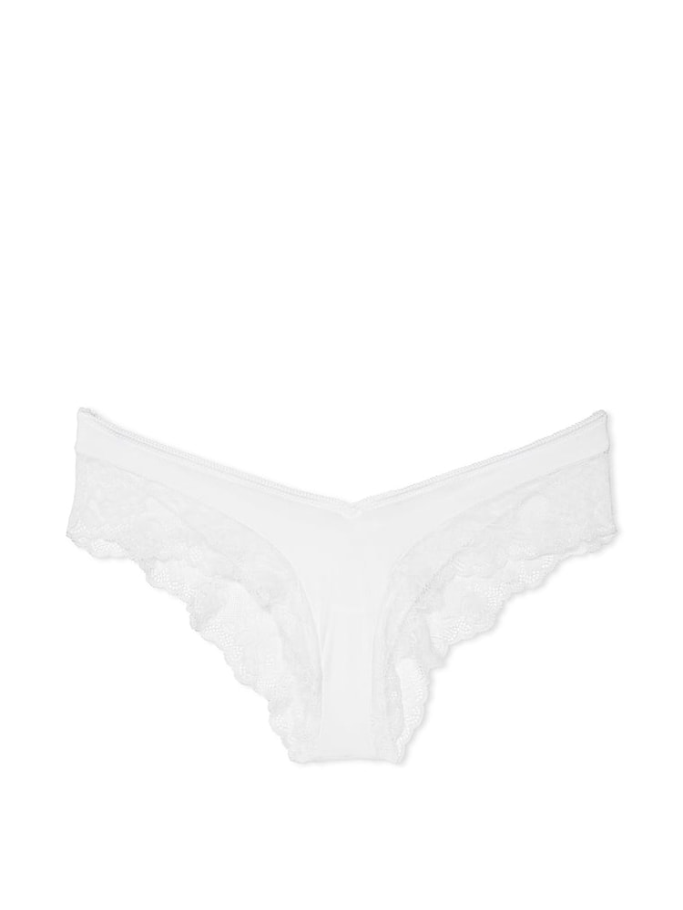 Victoria's Secret White Cheeky Rose Lace Trim Knickers - Image 3 of 3