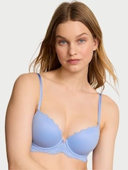 Victoria's Secret Blue Cameo Lace Trim Lightly Lined Demi Bra - Image 1 of 3