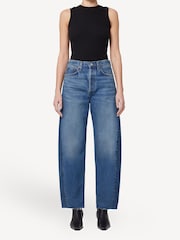 AGOLDE Mid Blue Luna Pieced High Rise Barrel Taper Jeans - Image 1 of 9