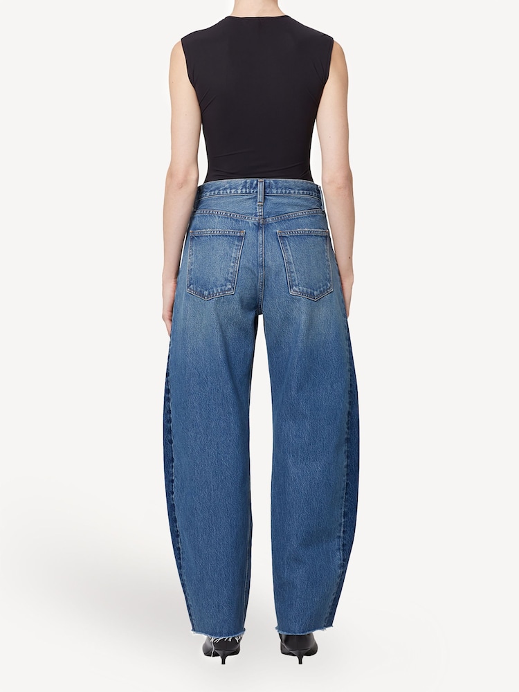 AGOLDE Mid Blue Luna Pieced High Rise Barrel Taper Jeans - Image 2 of 9