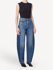 AGOLDE Mid Blue Luna Pieced High Rise Barrel Taper Jeans - Image 3 of 9