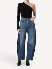 AGOLDE Mid Blue Luna Pieced High Rise Barrel Taper Jeans - Image 5 of 9
