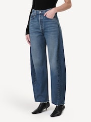 AGOLDE Mid Blue Luna Pieced High Rise Barrel Taper Jeans - Image 7 of 9
