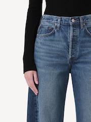 AGOLDE Mid Blue Luna Pieced High Rise Barrel Taper Jeans - Image 8 of 9