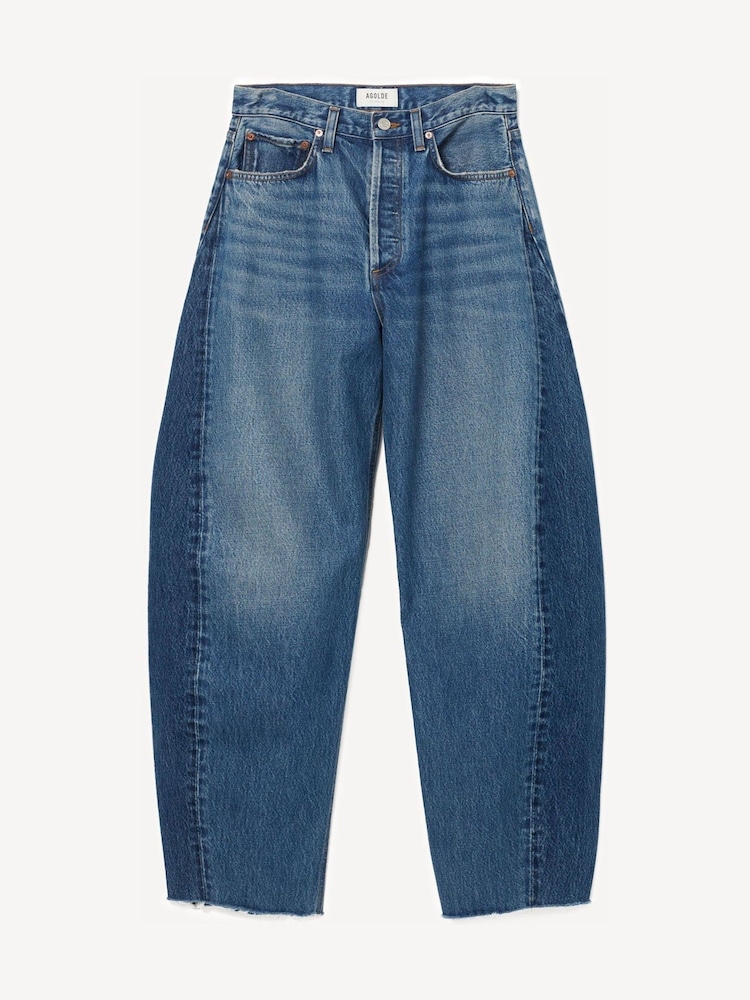 AGOLDE Mid Blue Luna Pieced High Rise Barrel Taper Jeans - Image 9 of 9