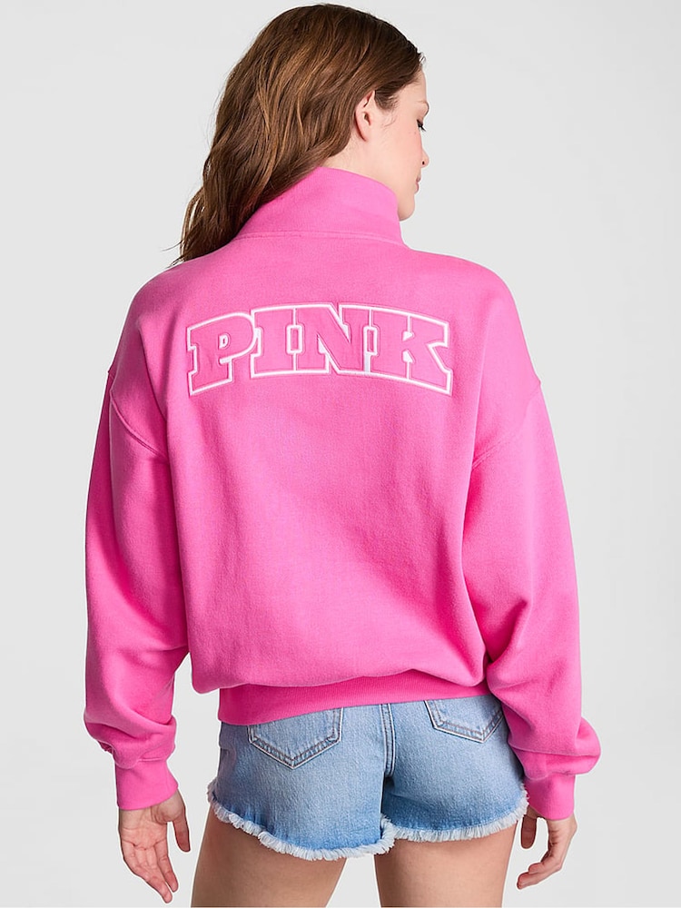 Victoria's Secret PINK Pink Gossip Half Zip Sweatshirt - Image 2 of 4 Victoria's Secret PINK Pink Gossip Half Zip Sweatshirt - Image 2 of 4