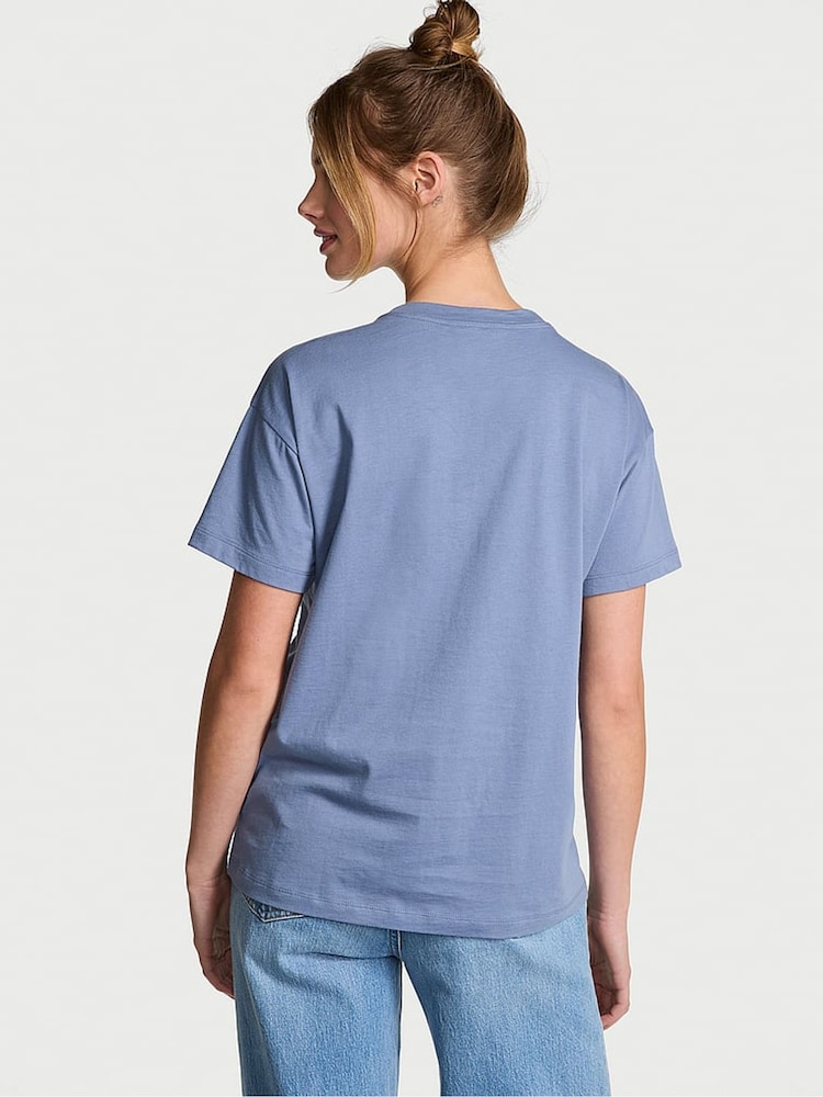 Victoria's Secret PINK Dusty Iris Blue Cotton Pyjama T-Shirt - Image 2 of 2 Victoria's Secret PINK Dusty Iris Blue Cotton Pyjama T-Shirt - Image 2 of 2