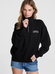 Victoria's Secret PINK Black Half Zip Sweatshirt - Image 1 of 3