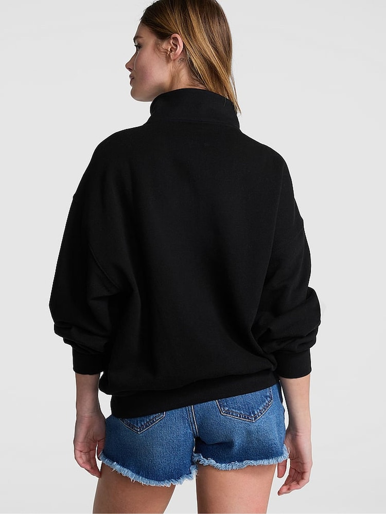 Victoria's Secret PINK Black Half Zip Sweatshirt - Image 2 of 3