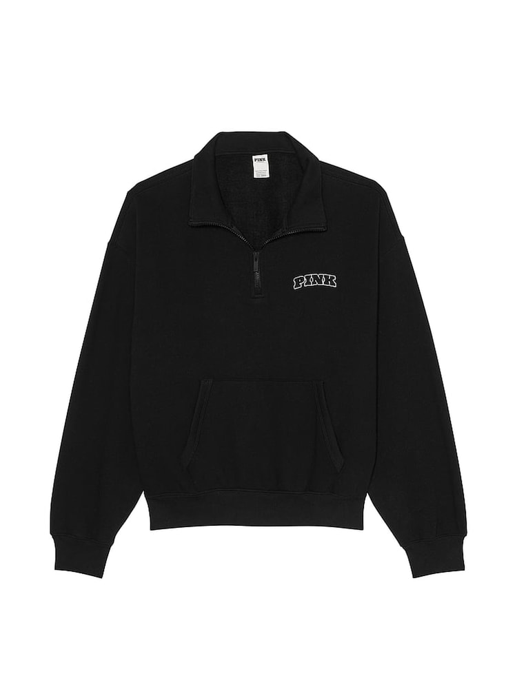 Victoria's Secret PINK Black Half Zip Sweatshirt - Image 3 of 3