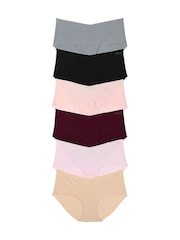 Victoria's Secret PINK Grey/Black/Purple/Pink/Marzipan Hipster 5 Pack Knickers - Image 1 of 4