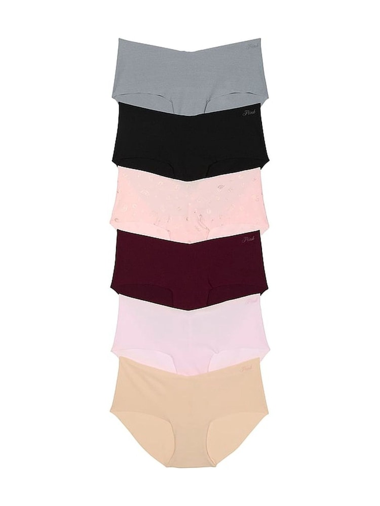 Victoria's Secret PINK Grey/Black/Purple/Pink/Marzipan Hipster 5 Pack Knickers - Image 1 of 4