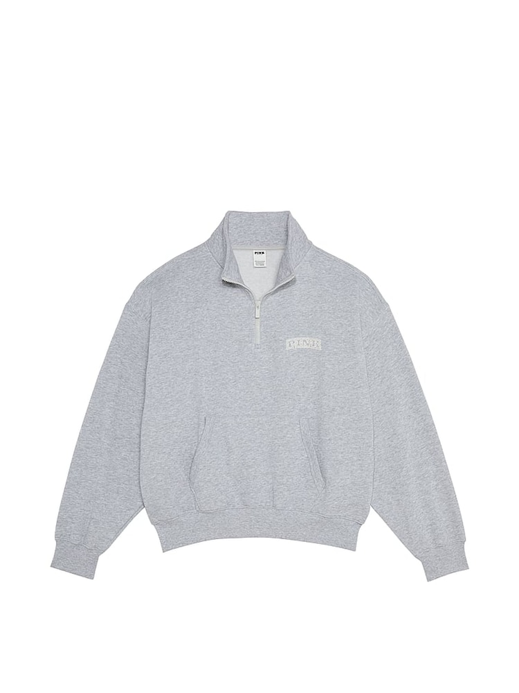 Victoria's Secret PINK Grey Heather Half Zip Sweatshirt - Image 3 of 3