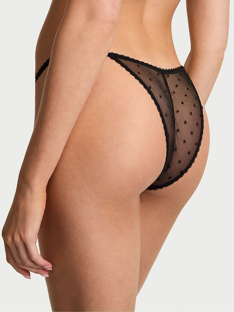 Victoria's Secret Black Brazilian Sheer Rose Knickers - Image 2 of 4