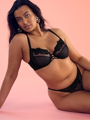 Victoria's Secret Black Brazilian Sheer Rose Knickers - Image 3 of 4