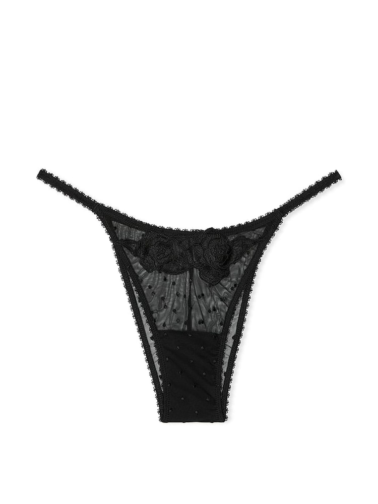 Victoria's Secret Black Brazilian Sheer Rose Knickers - Image 4 of 4