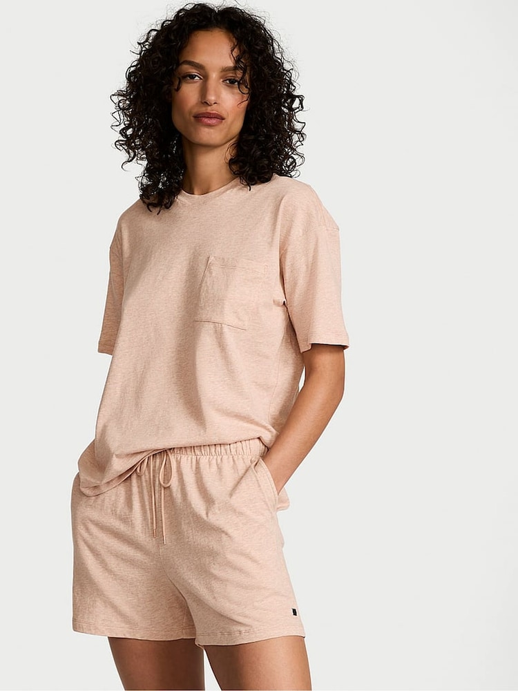 Victoria's Secret Heather Pretty Blush Pink Short Cotton Pyjama Set - Image 1 of 2