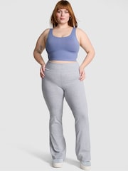 Victoria's Secret PINK Grey Heather Cotton Foldover Flare Leggings - Image 1 of 3