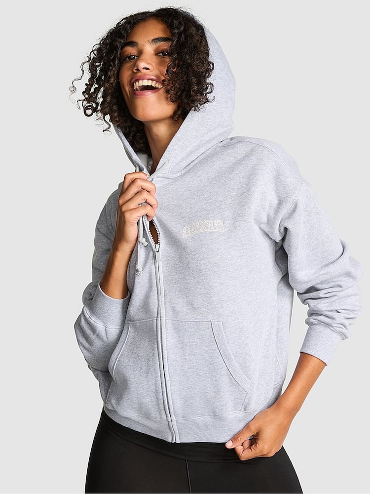 Victoria's Secret PINK Grey Heather Zip Up Hoodie - Image 1 of 2