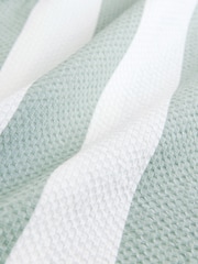 Green Waffle Textured Stripe Short Sleeve 100% Cotton Shirt - Image 8 of 8
