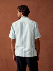 Blue Textured Stripe Short Sleeve Shirt - Image 3 of 8