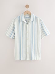 Blue Textured Stripe Short Sleeve Shirt - Image 6 of 8